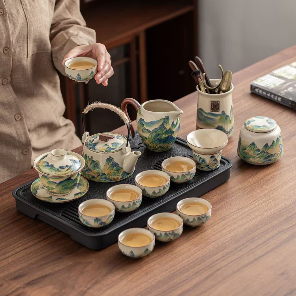 Ru Kiln Thousand Li Landscape Ceramic Tea Set
