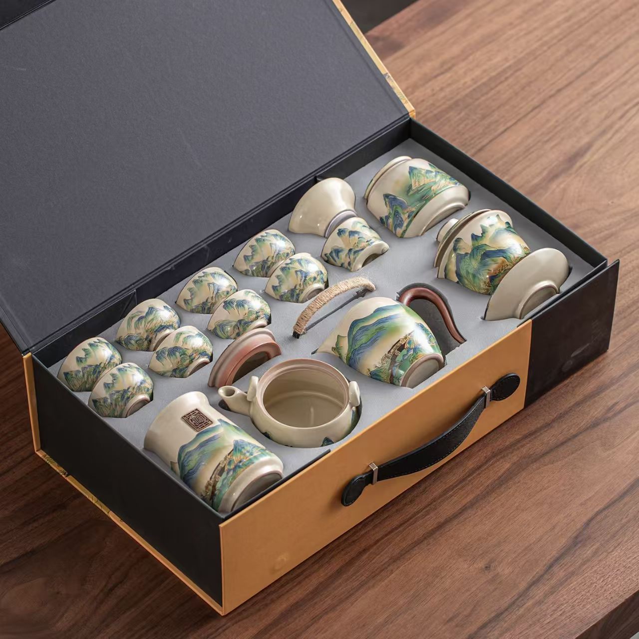Ru Kiln Thousand Li Landscape Ceramic Tea Set