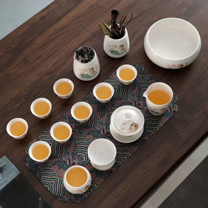 Sheep-Fat Jade White Porcelain Gongfu Tea Set