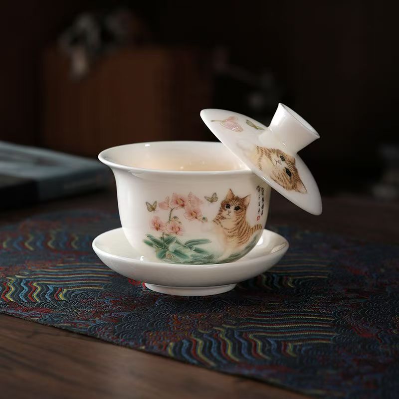 Sheep-Fat Jade White Porcelain Gongfu Tea Set